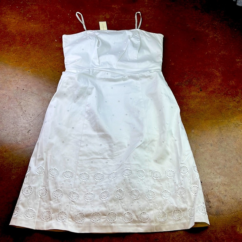 Ann Taylor NWT white fitted embroidered sundress size 10